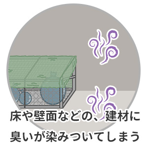 床や壁面などの、建材に染みついてしまう